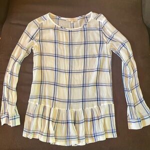 LOFT Blue and White Plaid Blouse